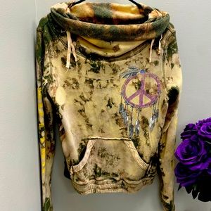 Butter green burnout off the shoulder sweatshirt